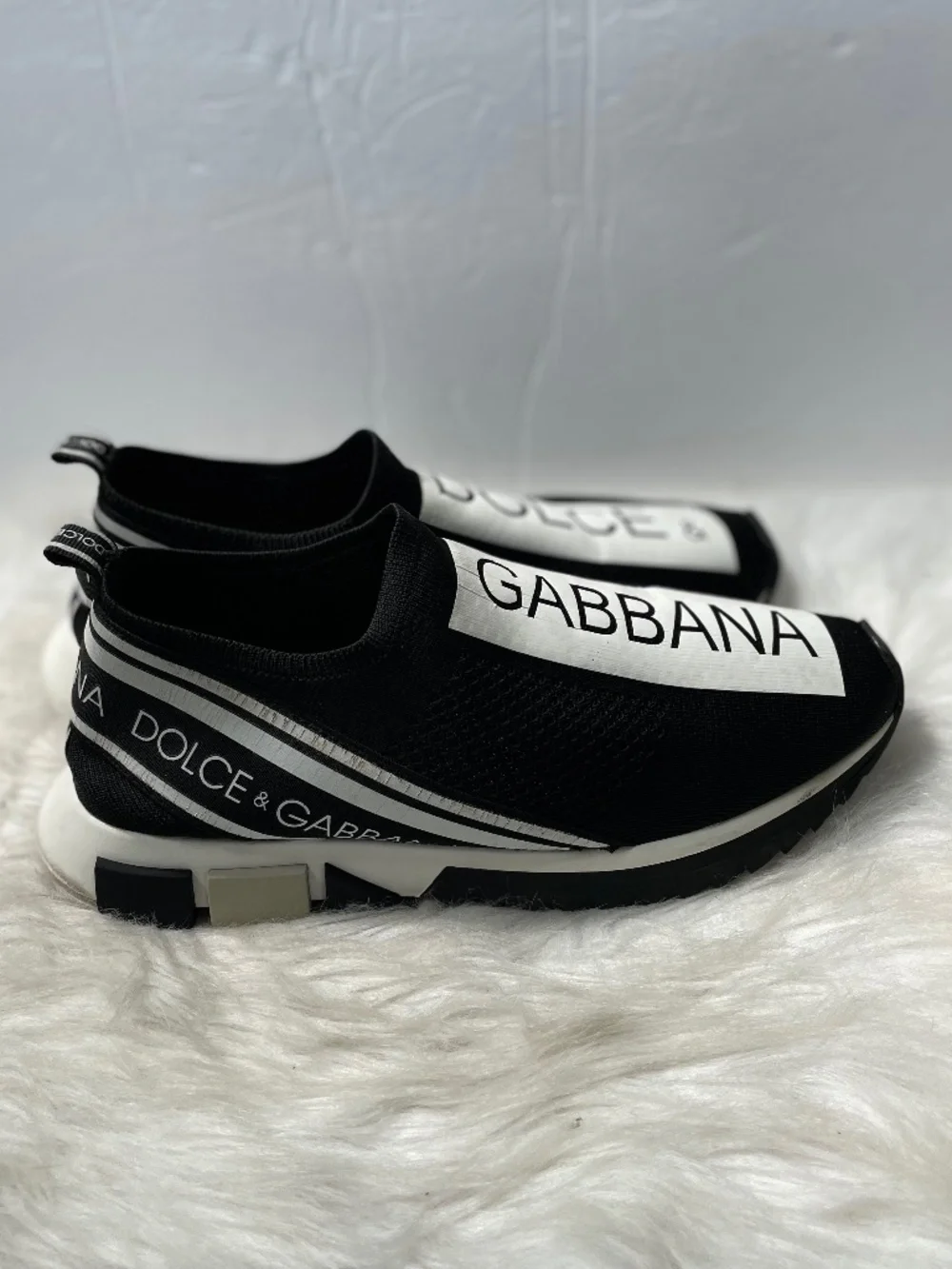 Dolce & Gabbana Black White Slip-on Low Top Comfort Sneaker Mens Shoes 43-44
